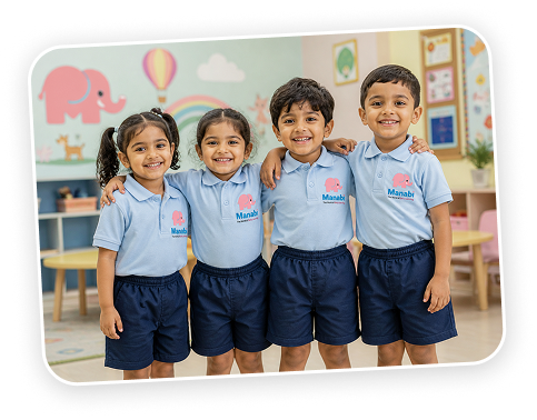 Group of happy children at Manabi Early Learning Sun City Hyderabad